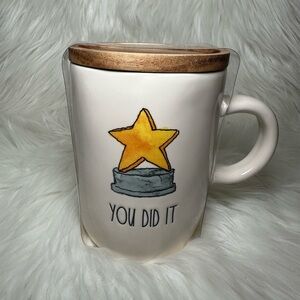 Rae Dunn You Did It Mug with Star and Wooden Lid/Coaster